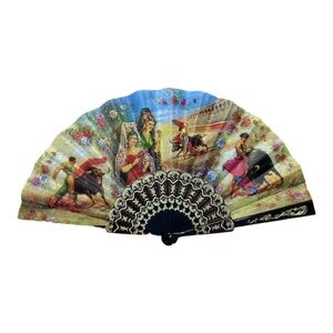 Vintage Abanico Felipe P. Hand Held 1980s Fan Spanish Woman